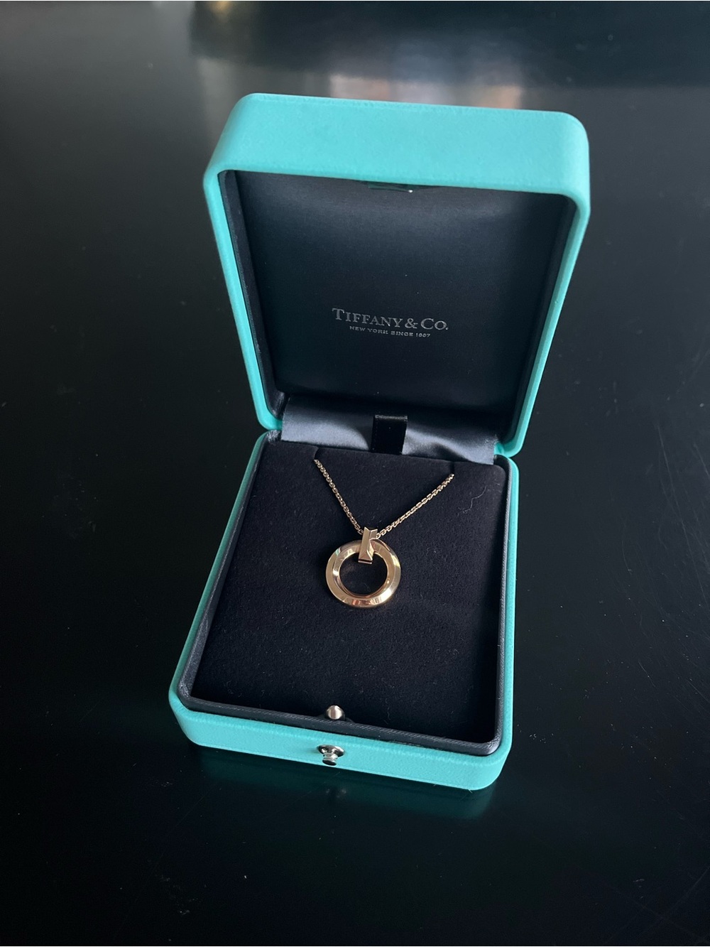 Tiffany & Co. 18k Gold T1 Circle Pendant Necklace